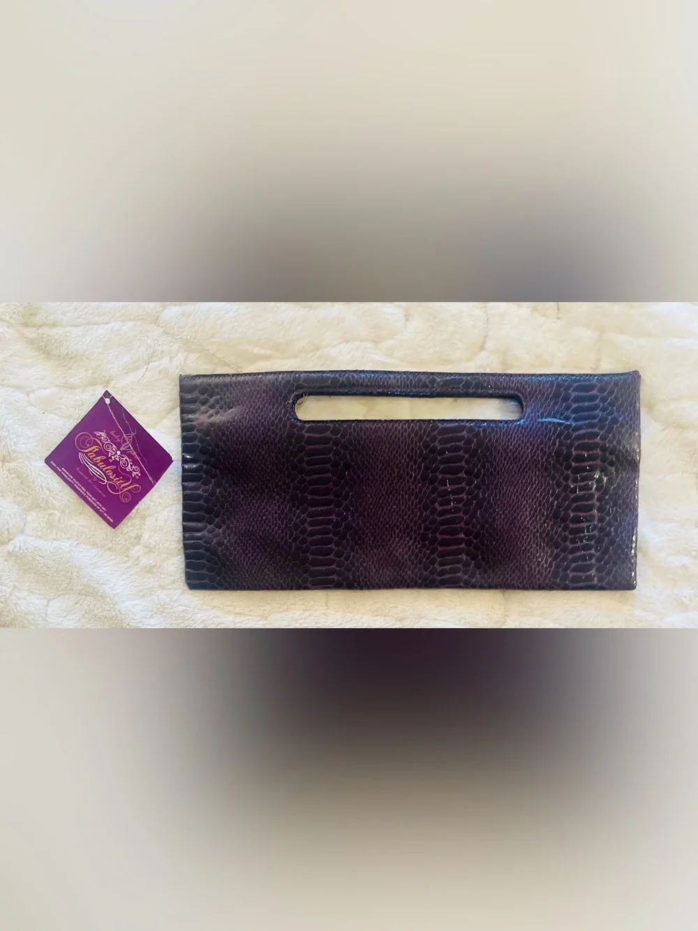 Vintage Y2K Baby Phat dark purple/plum faux snakeskin leather rectangular clutch